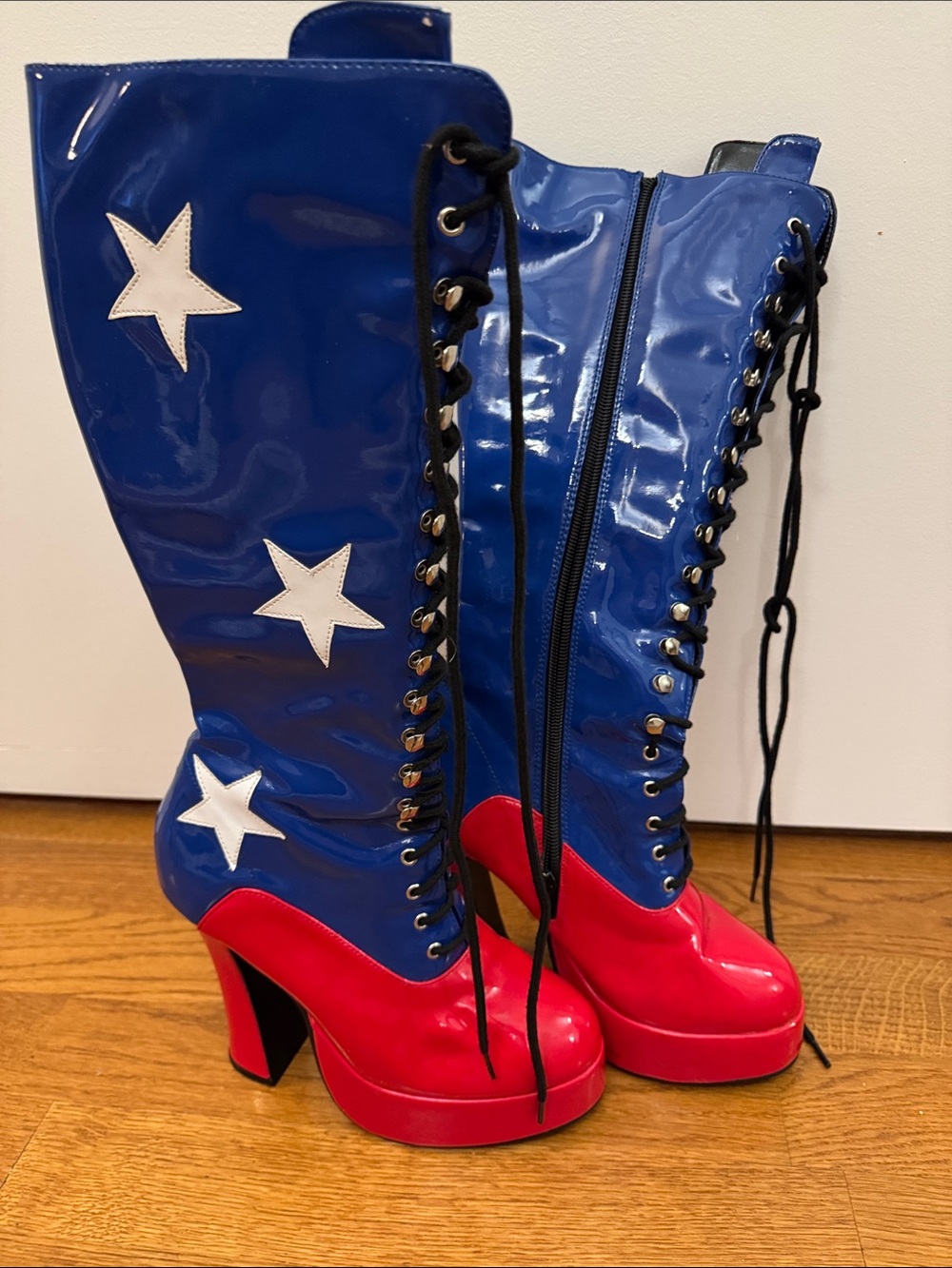 Vintage Y2k Ellie Shoes Patriotic Platform Wonder Woman Boots